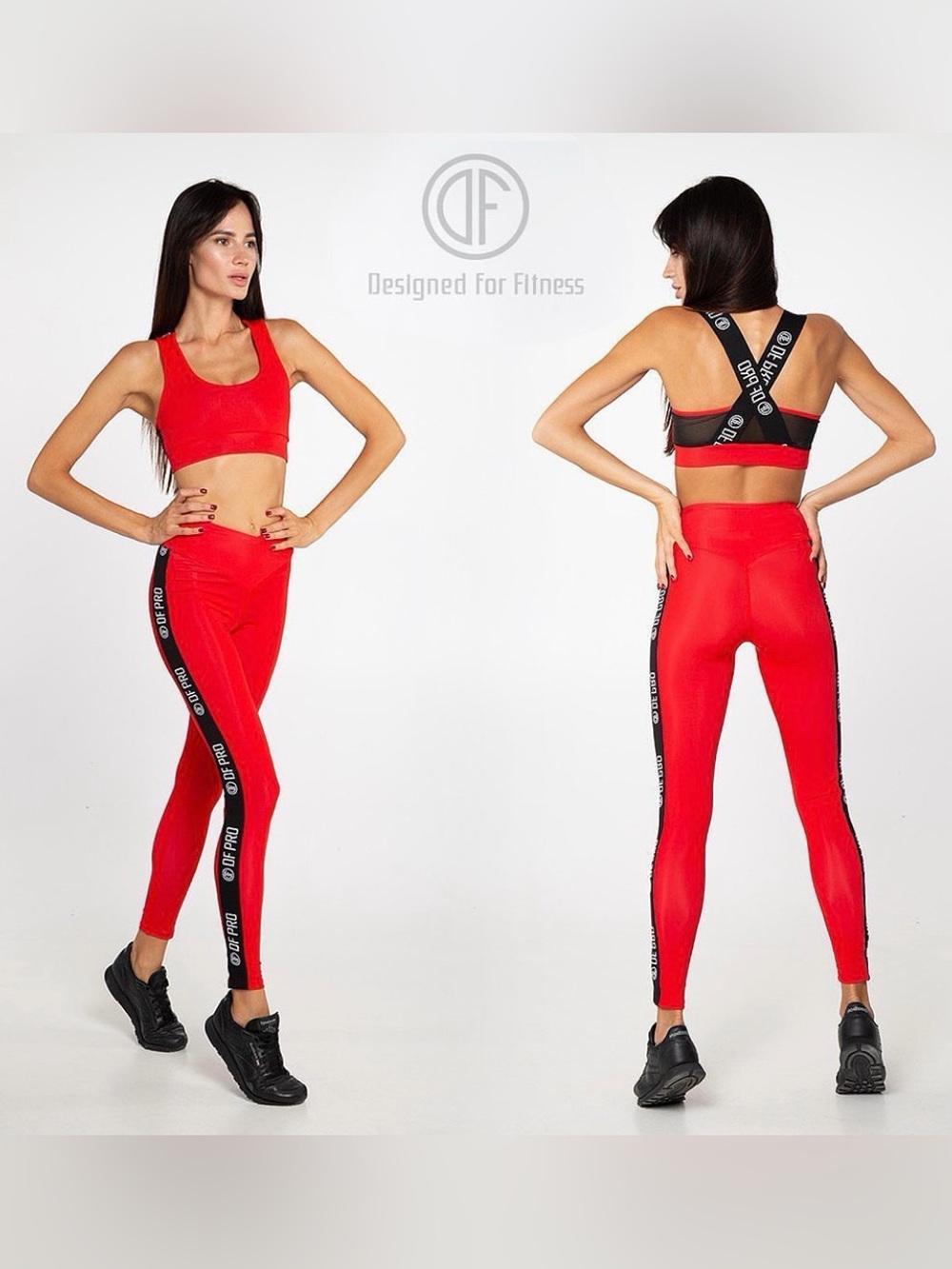 DF.ORIGINAL Designed for Fitness PRO Red Leggings & Sports Bra Set XS/S - Picture 2 of 14